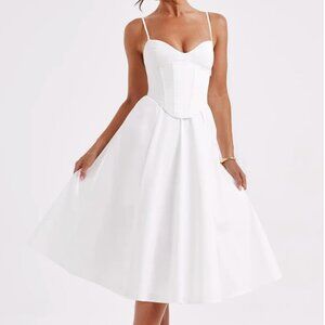 Spaghetti Strap Corset Lace Up Back Midi Dress